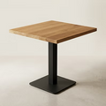 Table en chêne massif vernis naturel – Pied acier noir – Fabrication française