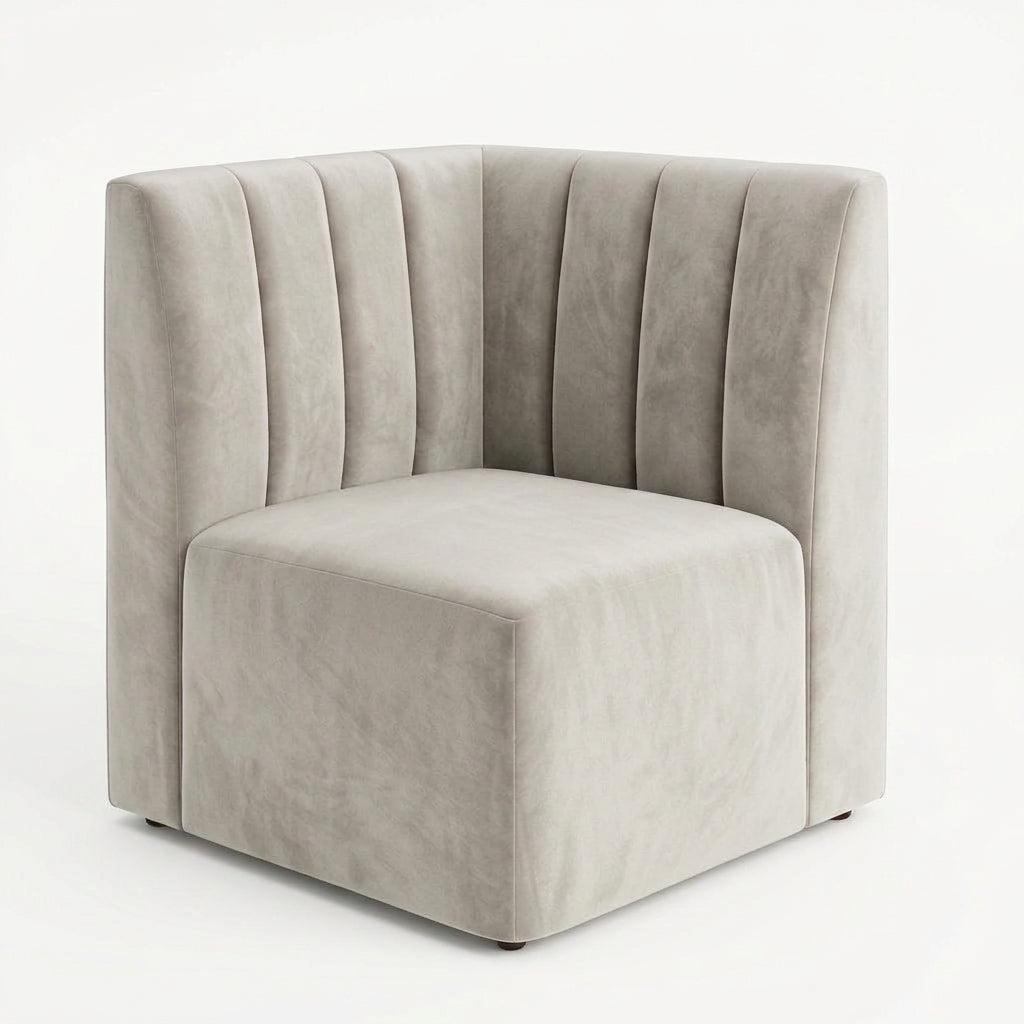 Banquette d’angle Prestige – Couture verticale & velours Casino Brouillard