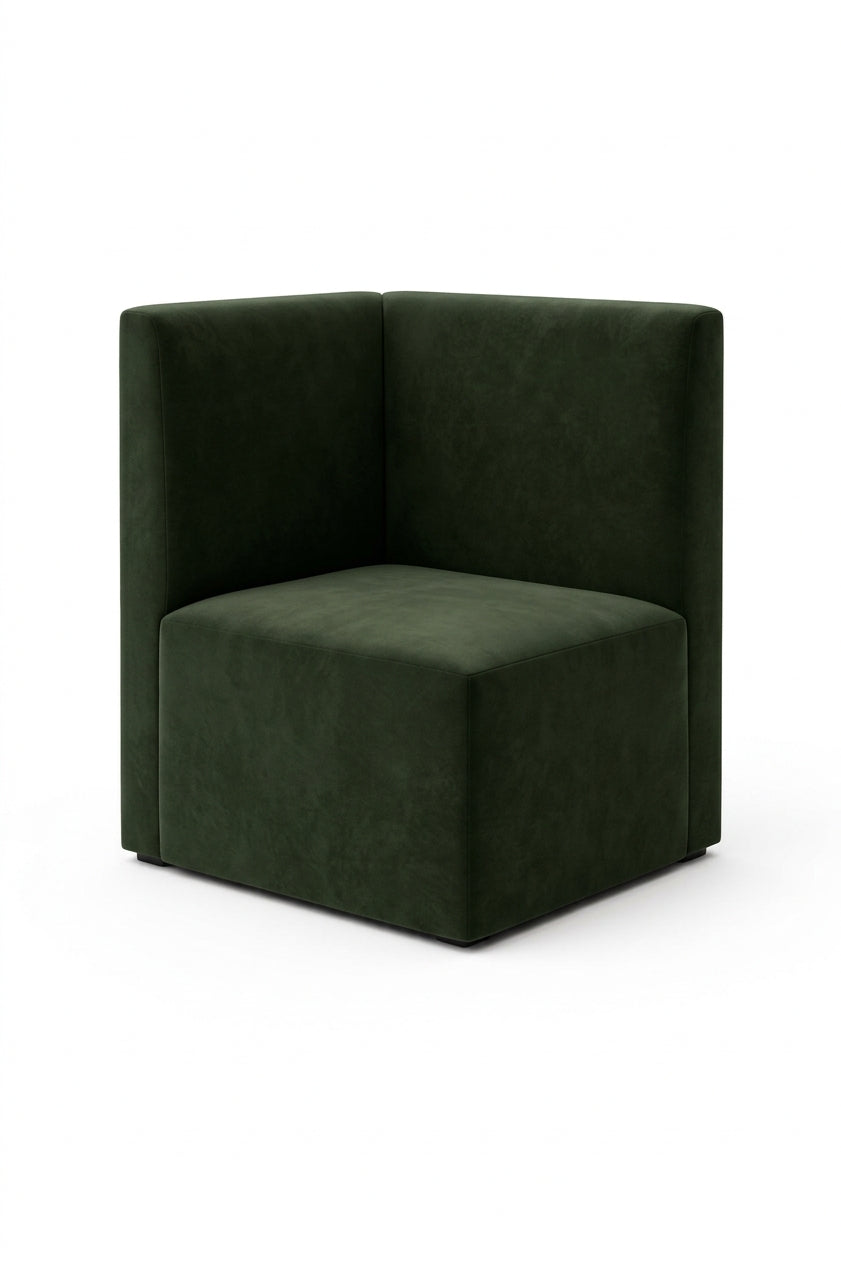 Banquette d’angle Sorrento – Lisse & velours Casino Vert Forêt