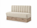 Banquette Bergamo en tissu Gava 03 Crème – Coutures verticales et plinthe bois 20 cm