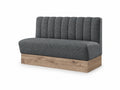 Banquette Bergamo en tissu Gava 91 Gris – Coutures verticales et plinthe bois 20 cm
