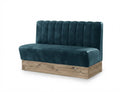 Banquette Bergamo en velours Casino Octane — Coutures verticales et plinthe bois 20 cm