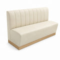 Banquette Rivoli en similicuir Arizona Beige Butterfly — Coutures verticales et plinthe bois