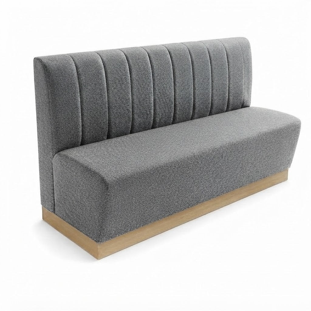 Banquette Rivoli – Couture verticale, plinthe bois & tissu Gava 91 Gris