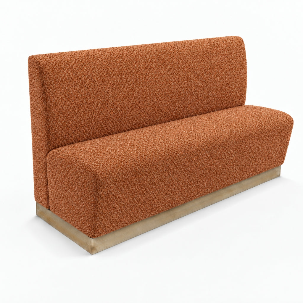 Banquette Treviso en tissu Gava 56 Terracotta – Dossier lisse et plinthe bois 10 cm