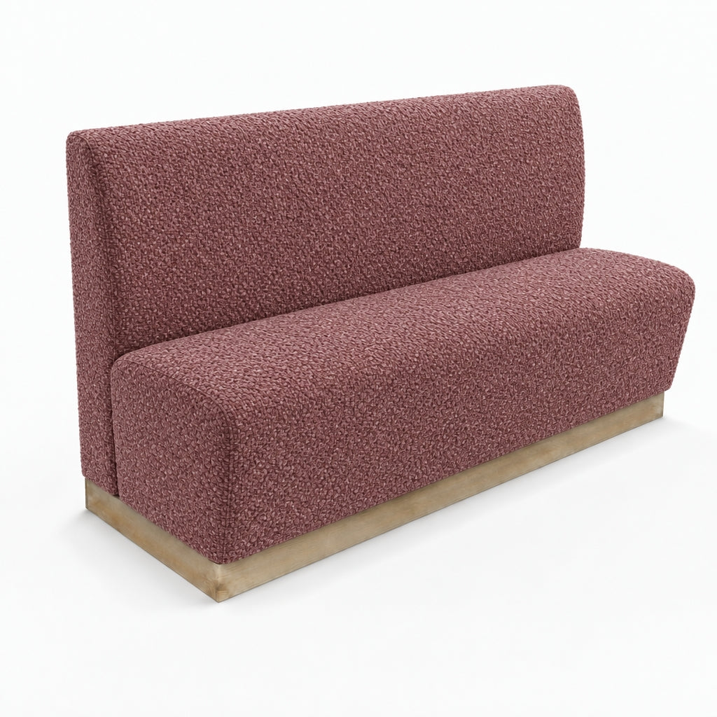 Banquette Treviso en tissu Gava 58 Rose chiné – Dossier lisse et plinthe bois 10 cm