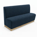 Banquette Treviso en tissu Gava 77 Bleu – Dossier lisse et plinthe bois 10 cm
