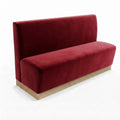 Banquette Treviso en velours Casino Deep Red – Dossier lisse et plinthe bois 10 cm