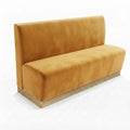 Banquette Treviso en velours Casino Moutarde – Dossier lisse et plinthe bois 10 cm