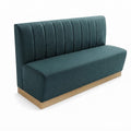 Banquette Rivoli – Couture verticale, plinthe bois & tissu Gava 76 Bleu