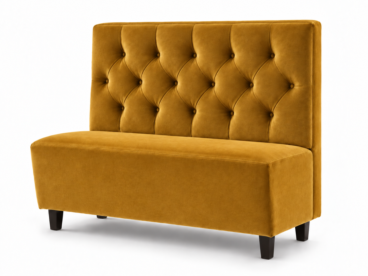 Banquette Trianon – Capitonnée & velours Casino Moutarde