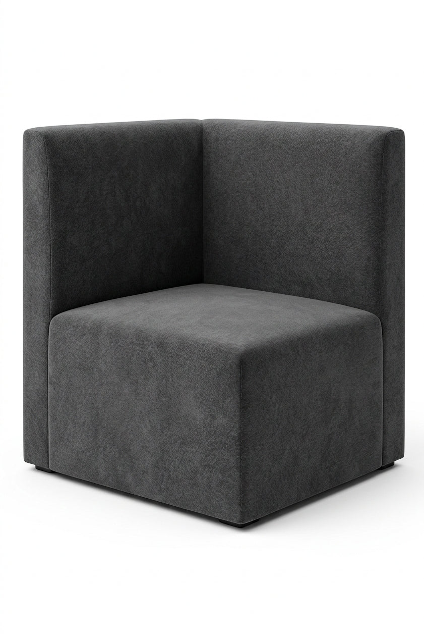 Banquette d’angle Sorrento – Lisse & velours Casino Gris Graphite