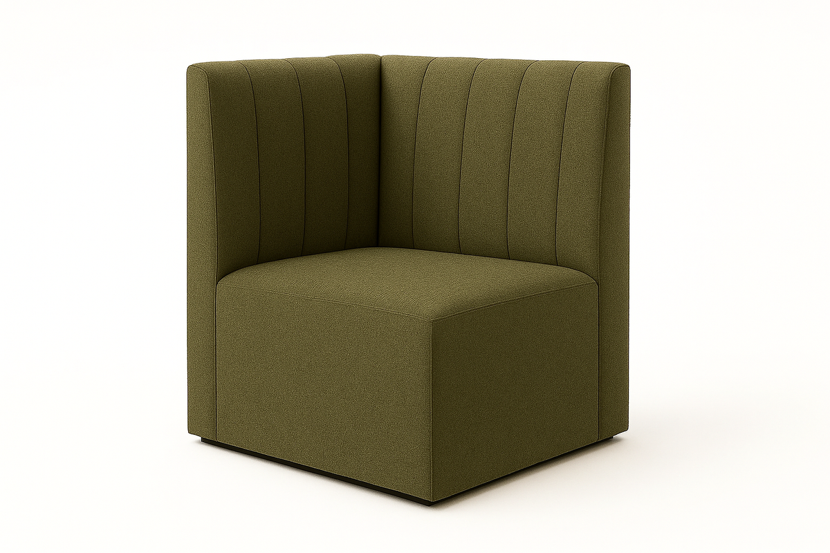 Banquette d’angle Prestige – Couture verticale & tissu Aragon Vert 39
