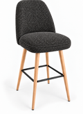 Tabouret de bar Pienza en tissu Gava 98 noir – Pieds hêtre naturel