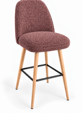 Tabouret de bar Pienza en tissu Gava 58 vieux rose – Pieds hêtre naturel