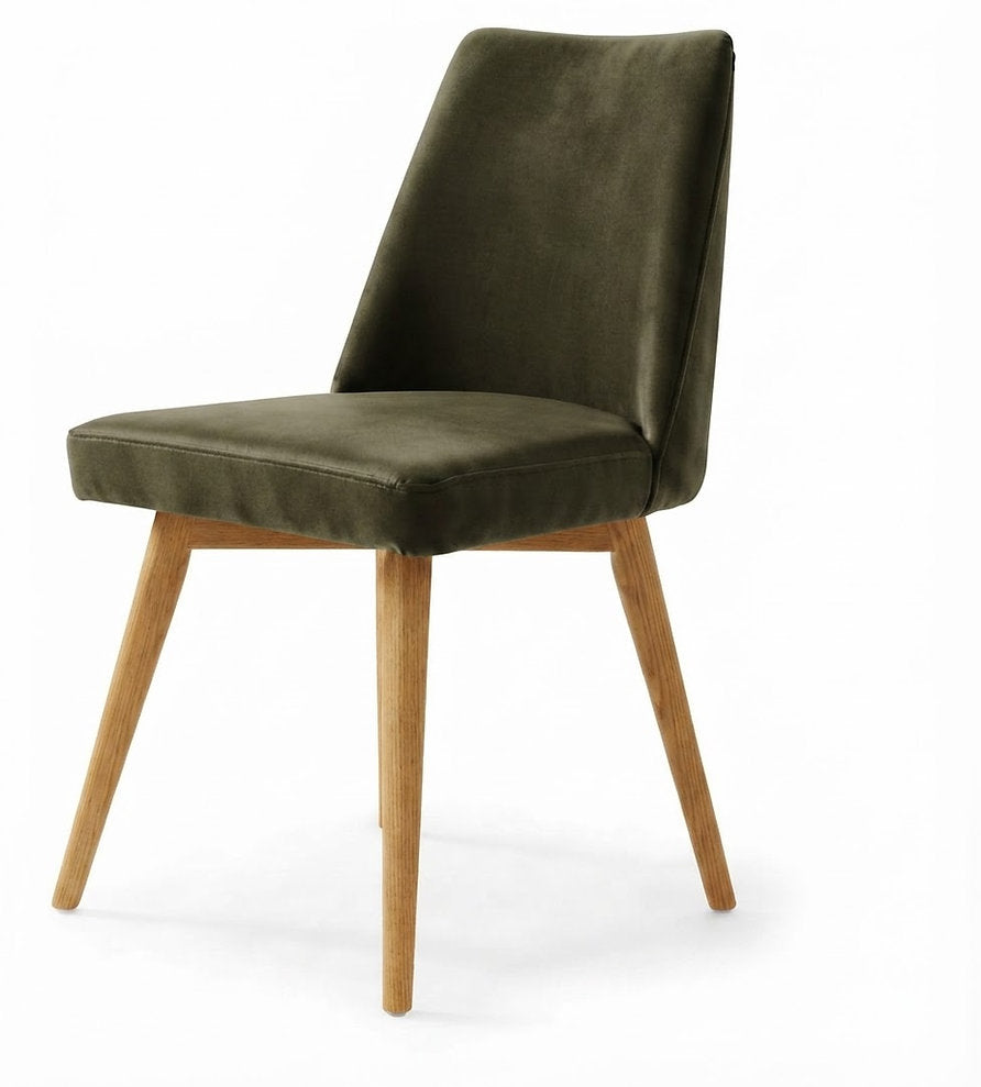 Chaise Lucca – Hêtre Naturel & velours personnalisable