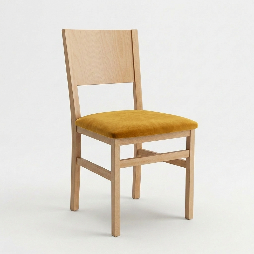 Chaise Parma – Hêtre naturel & velours Casino personnalisable