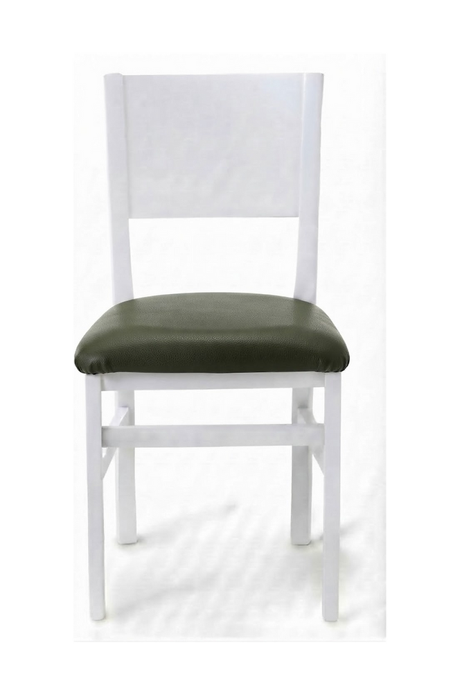 Chaise Ravenna – Bois laqué blanc & similicuir Arizona personnalisable