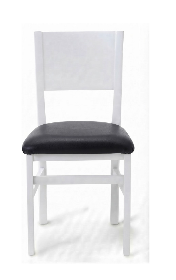 Chaise Ravenna – Bois laqué blanc & similicuir Arizona personnalisable