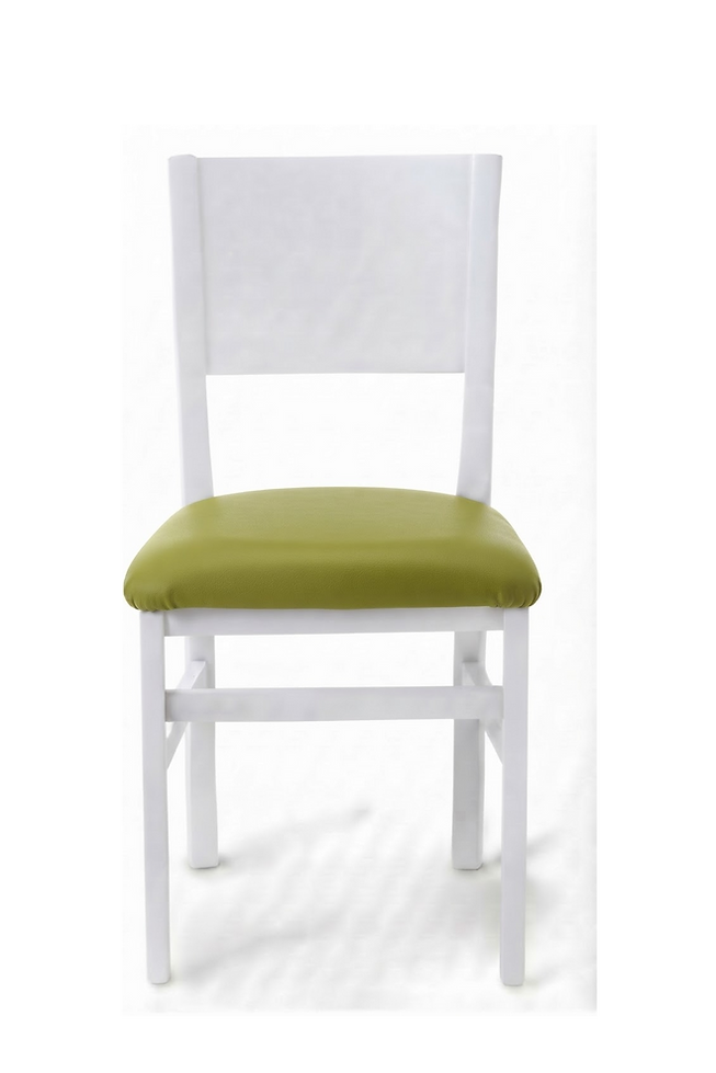 Chaise Ravenna – Bois laqué blanc & similicuir Arizona personnalisable