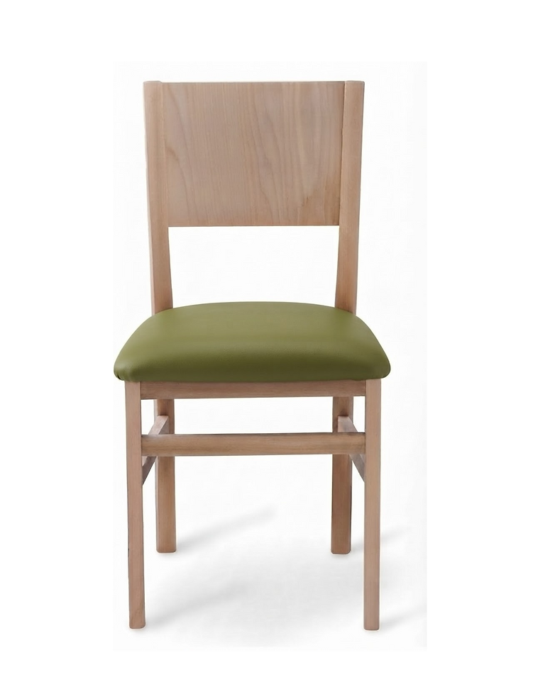 Chaise Ravenna – Hêtre naturel & similicuir Arizona personnalisable