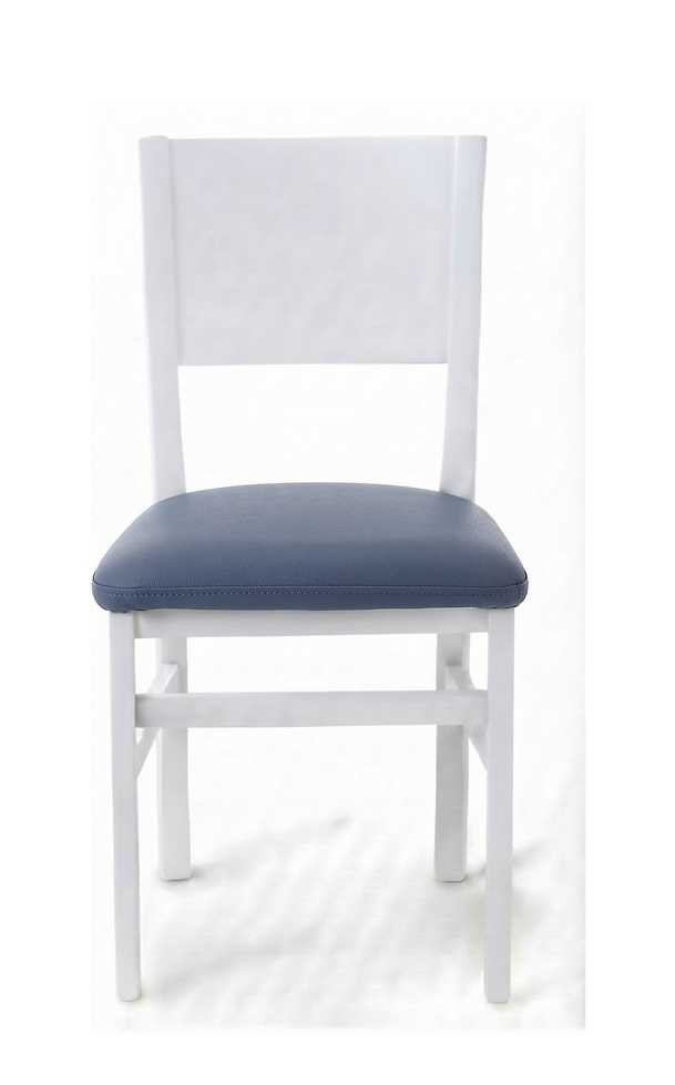 Chaise Ravenna – Bois laqué blanc & similicuir Arizona personnalisable