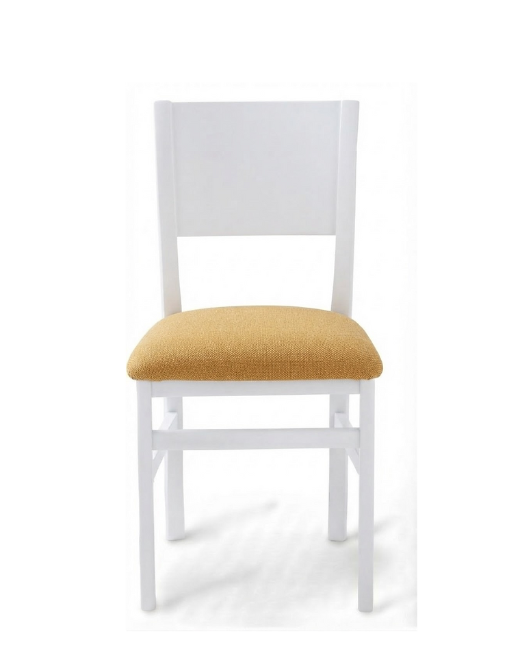 Chaise Ravenna – Pieds laqués blanc & tissu Gava personnalisable