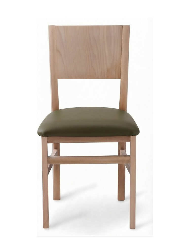 Chaise Ravenna – Hêtre naturel & similicuir Arizona personnalisable