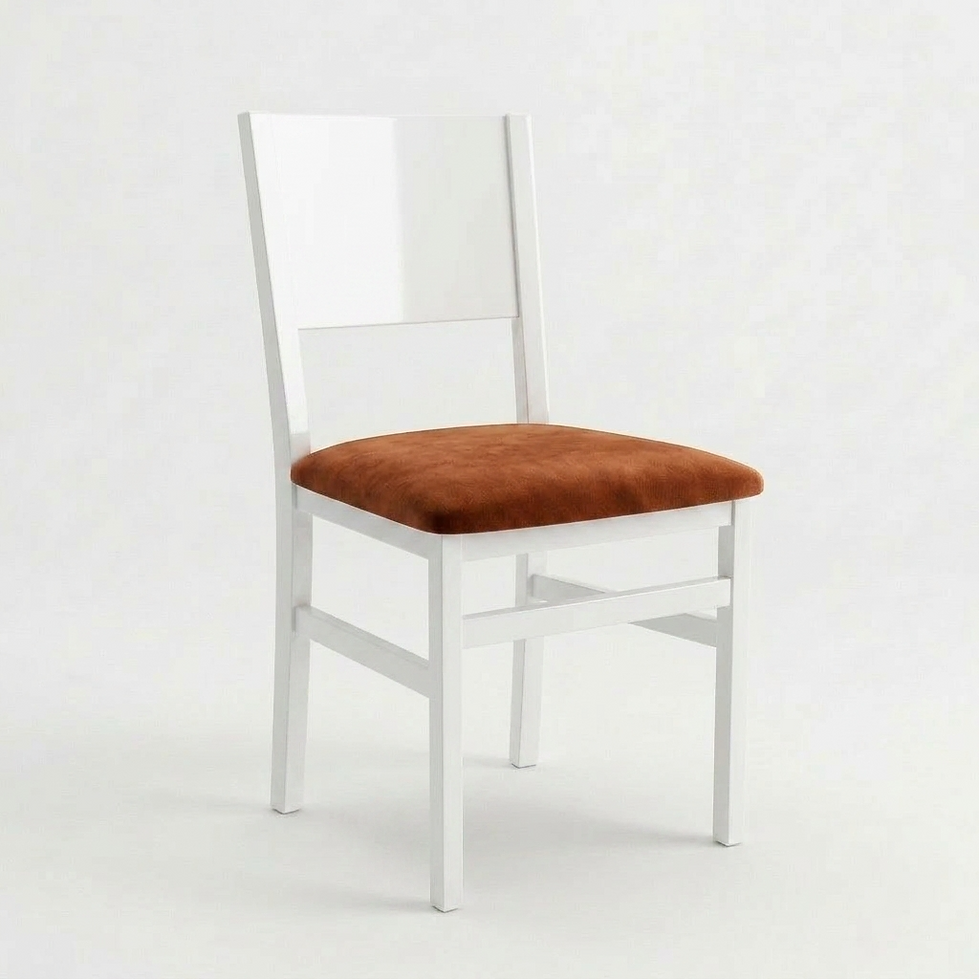 Chaise Parma – Bois laqué blanc & velours Casino personnalisable