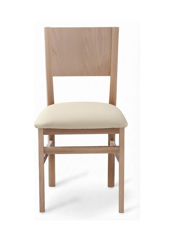 Chaise Ravenna – Hêtre naturel & similicuir Arizona personnalisable