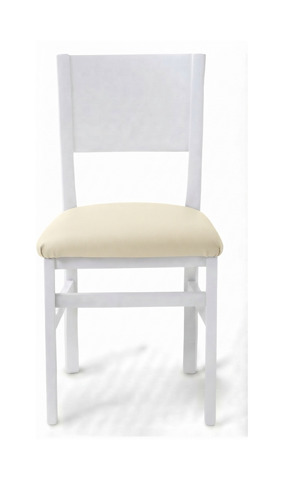 Chaise Ravenna – Bois laqué blanc & similicuir Arizona personnalisable