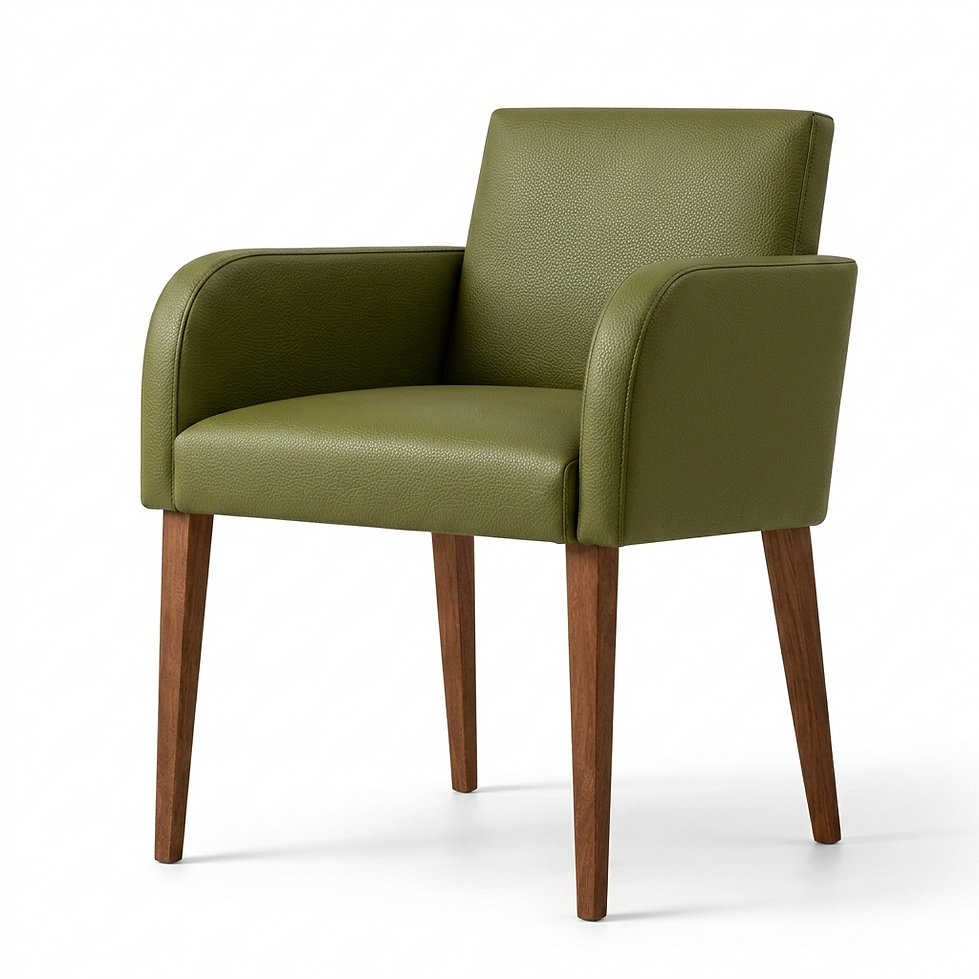 Fauteuil Como – Hêtre teinté noyer & similicuir personnalisable
