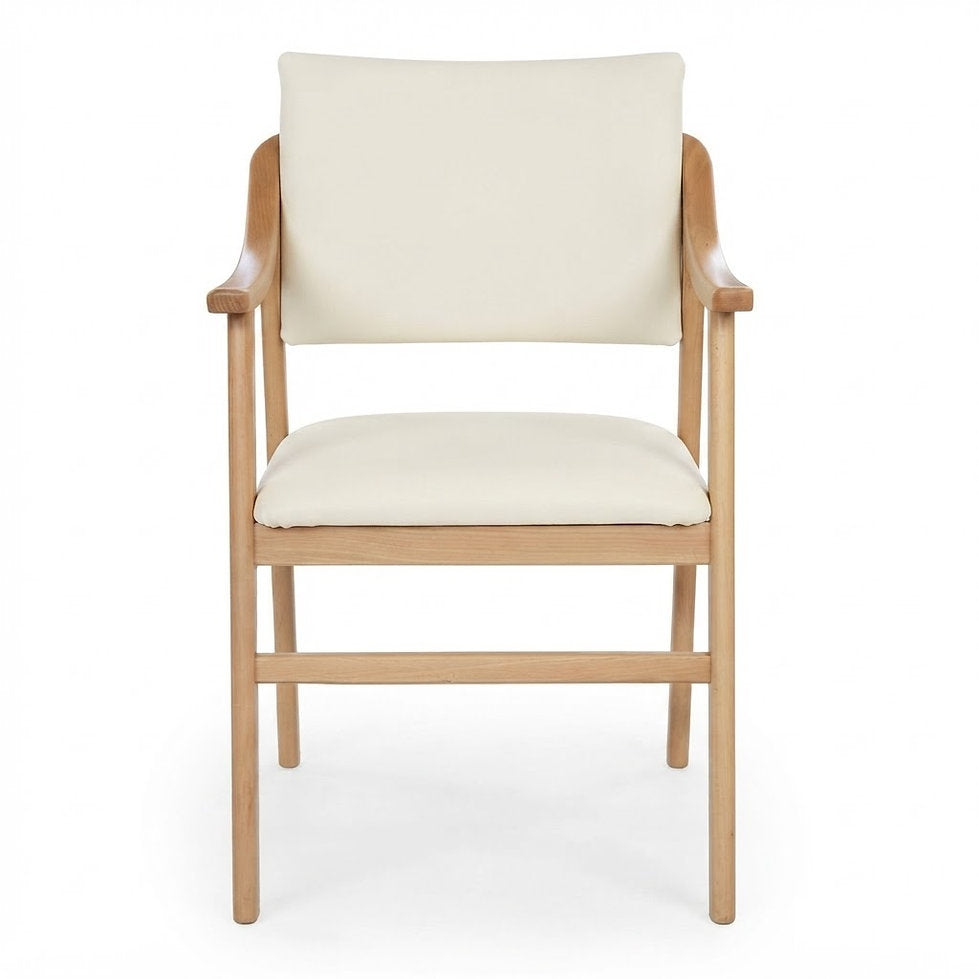 Fauteuil Firenze – Hêtre naturel & similicuir Arizona personnalisable