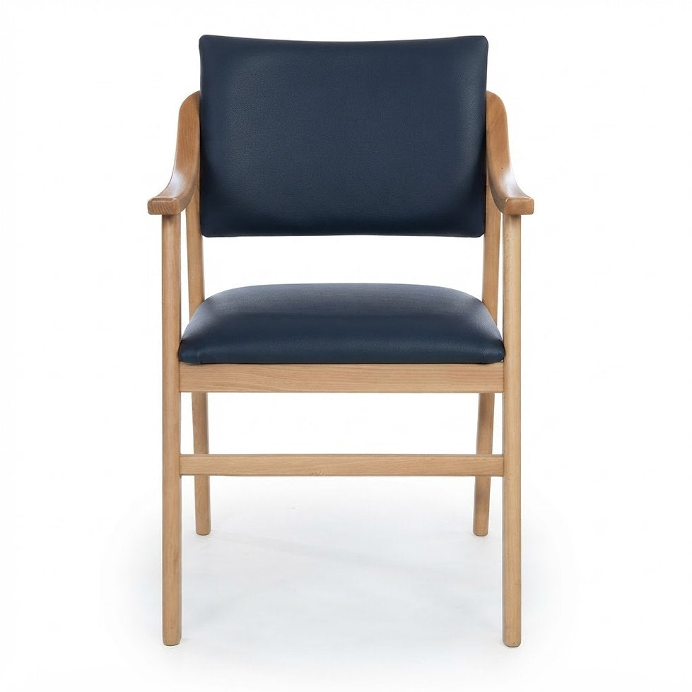 Fauteuil Firenze – Hêtre naturel & similicuir Arizona personnalisable
