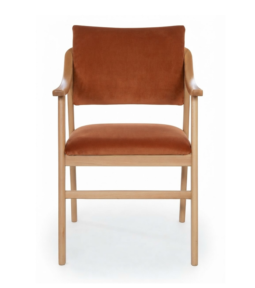 Fauteuil Firenze – Hêtre naturel & velours Casino personnalisable