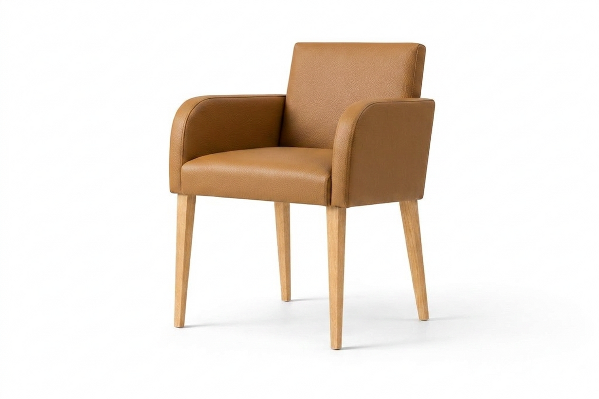 Fauteuil Como – Hêtre naturel & similicuir personnalisable