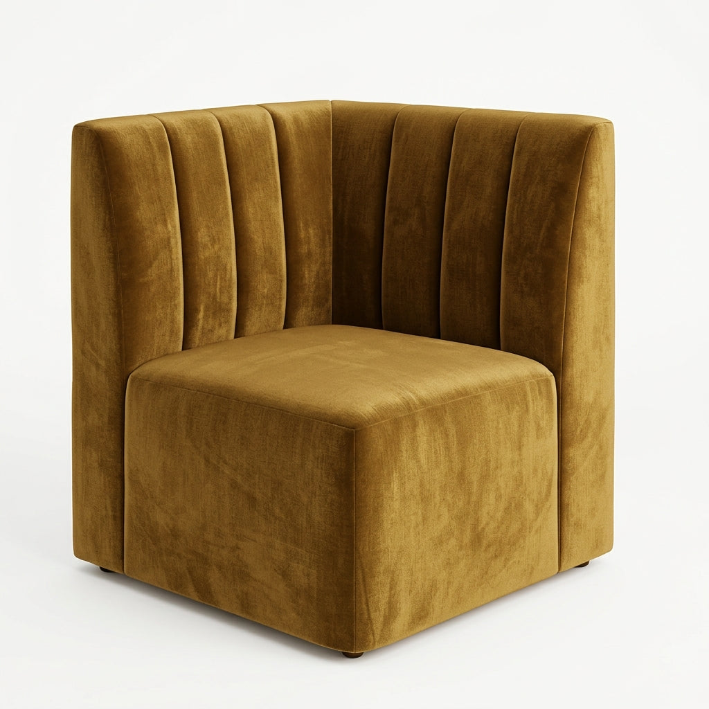 Banquette d’angle Prestige – Couture verticale & velours Monolith Gold 48