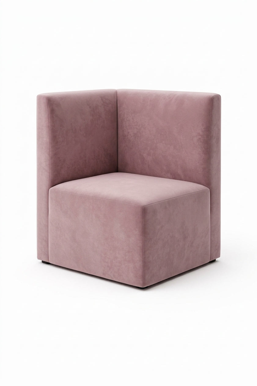Banquette d’angle Sorrento – Lisse & velours Casino Rose