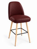 Tabouret de bar Pienza en similicuir Arizona Bordeaux – Pieds hêtre naturel