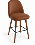 Tabouret de bar Pienza en similicuir Arizona Cuoio – Pieds teintés noyer