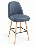 Tabouret de bar Pienza en similicuir Arizona Porcelaine – Pieds hêtre naturel