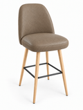 Tabouret de bar Pienza en similicuir Arizona Taupe – Pieds hêtre naturel