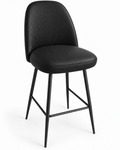 Tabouret de bar Pienza en similicuir Arizona Noir – Pieds métalliques noirs