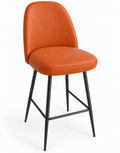 Tabouret de bar Pienza en similicuir Arizona Orange – Pieds métalliques noirs