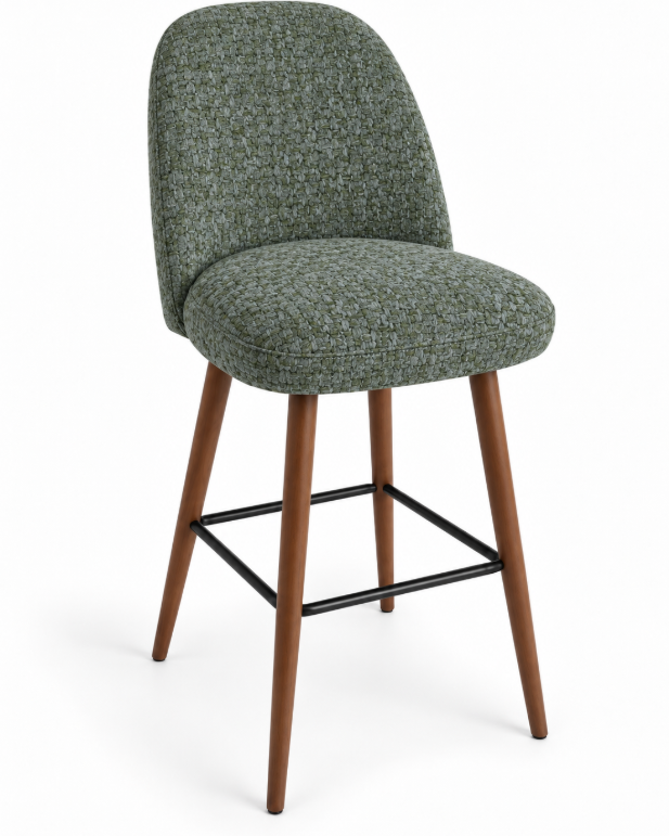 Tabouret de bar Pienza en tissu Gava 35 – Pieds teintés noyer
