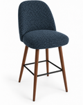 Tabouret de bar Pienza en tissu Gava 77 Bleu Foncé – Pieds teintés noyer