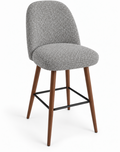 Tabouret de bar Pienza en tissu Gava 83 Gris – Pieds teintés noyer