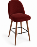 Tabouret de bar Pienza en velours Casino Marsala – Pieds teintés noyer
