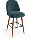 Tabouret de bar Pienza en velours Casino Octane – Pieds teintés noyer