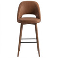 Tabouret de bar Ravello en similicuir Arizona Cuoio – Pieds bois teintés noyer